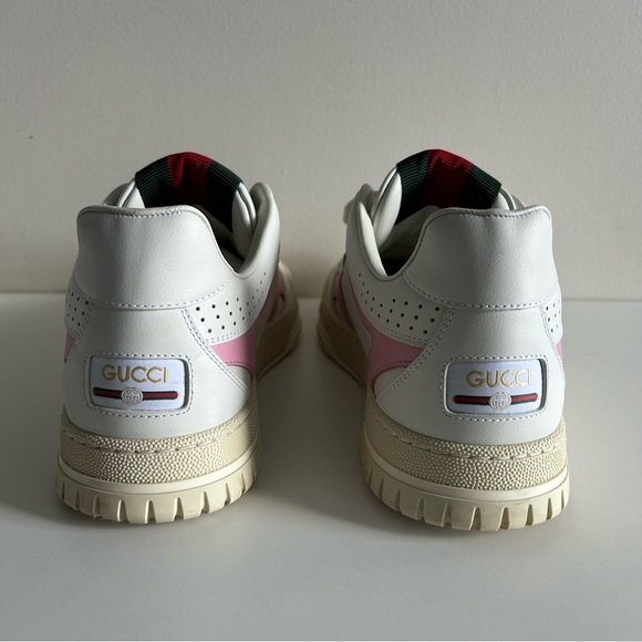 GUCCI 2024 Re-Web Low-Top Sneakers White Pink Leather Sz 40 - Picture 9 of 12